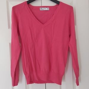 Pink Coral Peach V Neck Sweater